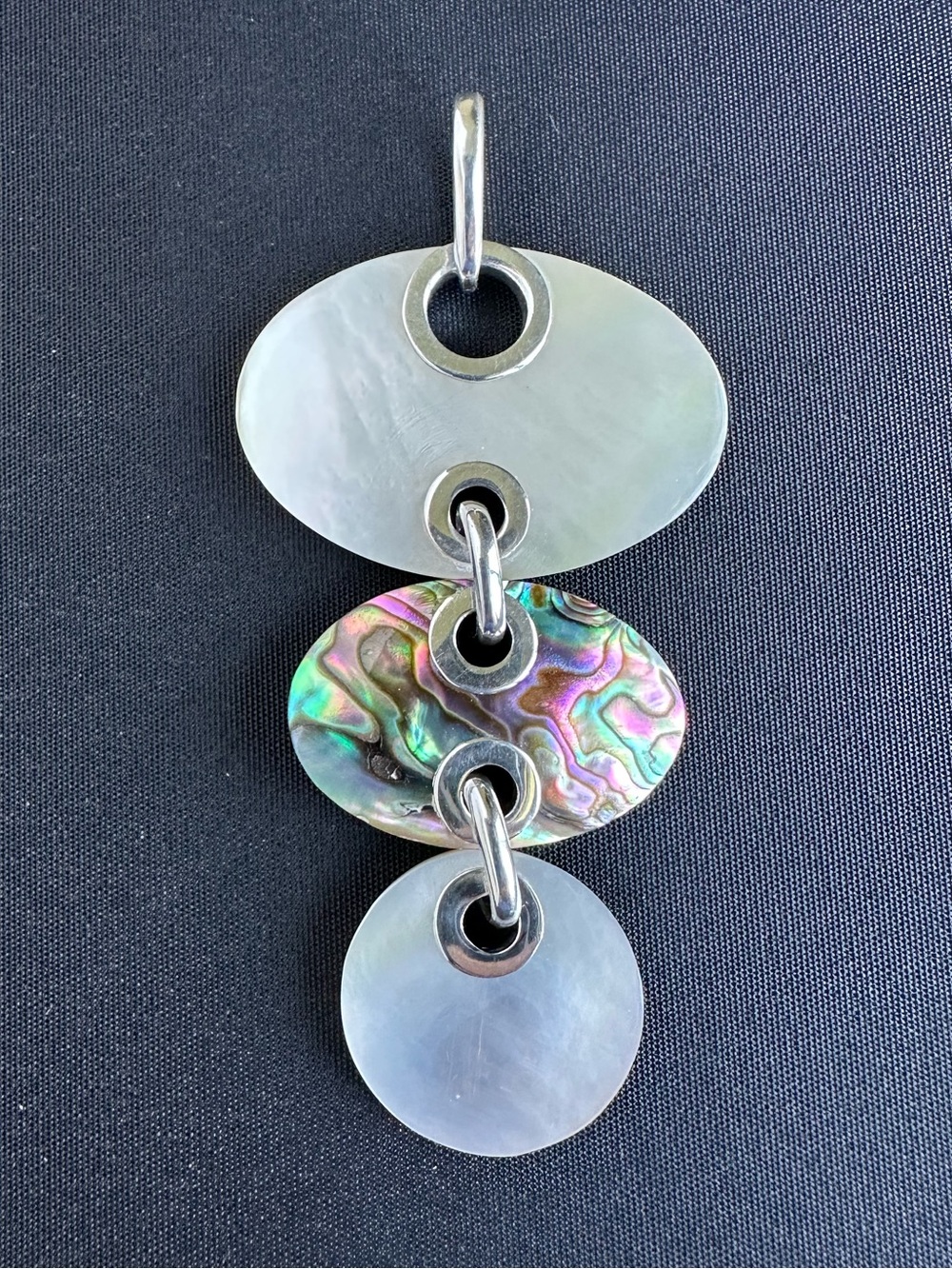 VTG 925 Sterling Silver Triple Shell MOP Abalone PENDANT Only (No Chain)